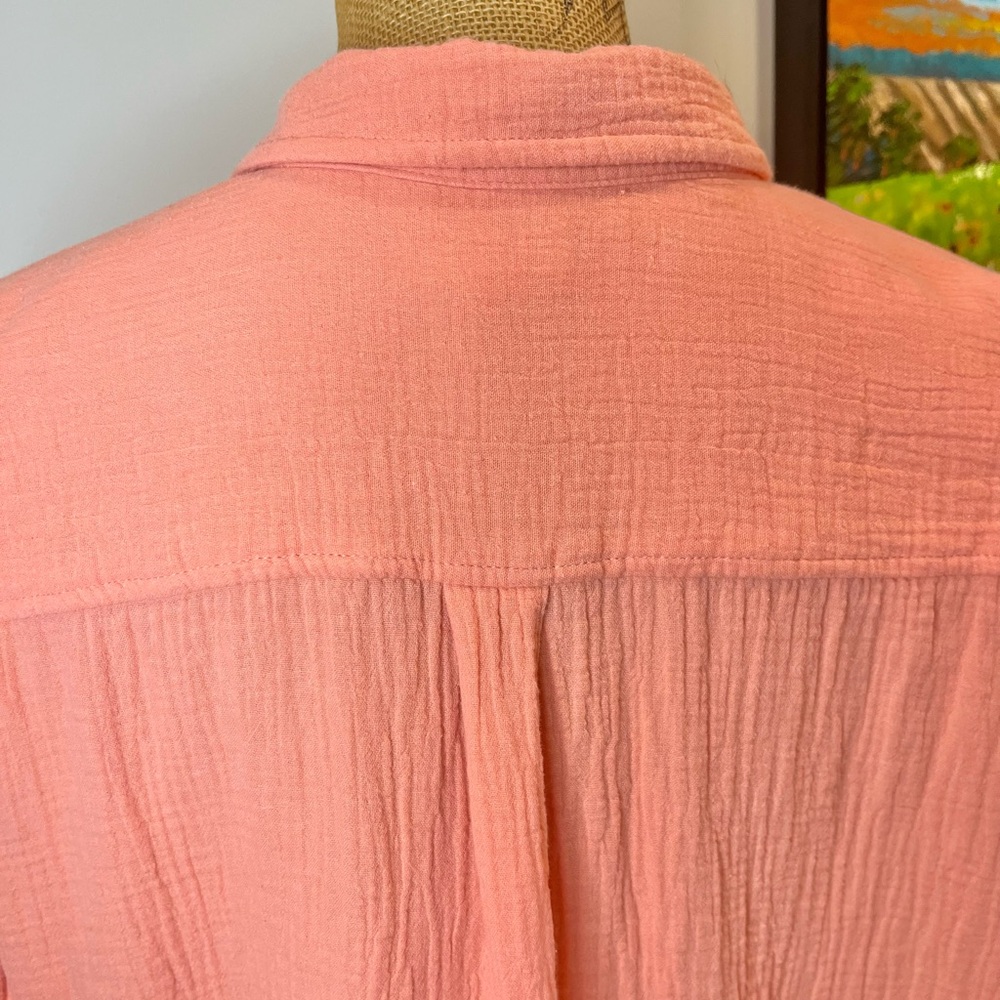 J. Crew Factory 100% Cotton Gauze Shirt Orange Button Down Size XL - Picture 9 of 13